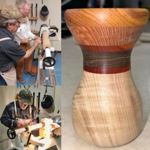 Learn to woodturn on the lathe and make a beautiful vase or candlestick in the 4 hour class at The Curious Forge
