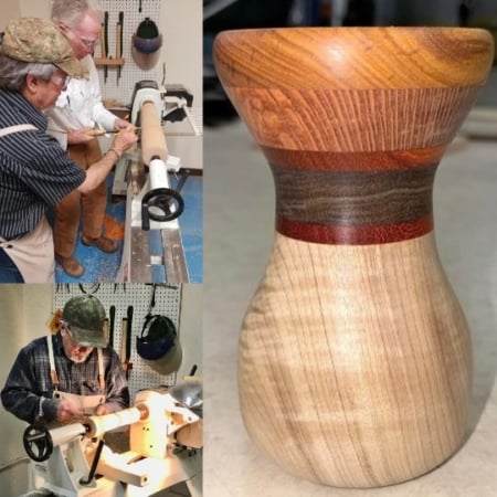 Learn to woodturn on the lathe and make a beautiful vase or candlestick in the 4 hour class at The Curious Forge