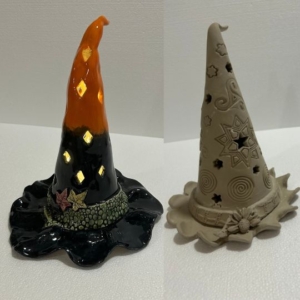 make a ceramic witches hat luminry in this fun class